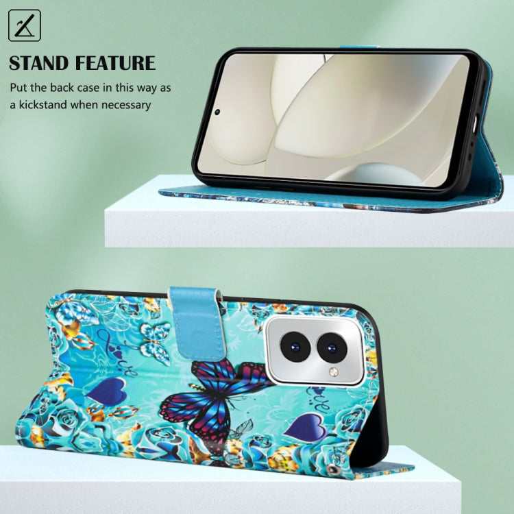 For Motorola Moto G Power 5G 2024 Colored Drawing Pattern Plain Weave Leather Phone Case(Caring Butterfly) by buy2fix