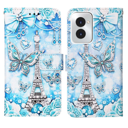 For Motorola Moto G Power 5G 2024 Colored Drawing Pattern Plain Weave Leather Phone Case(Tower Butterfly) by buy2fix