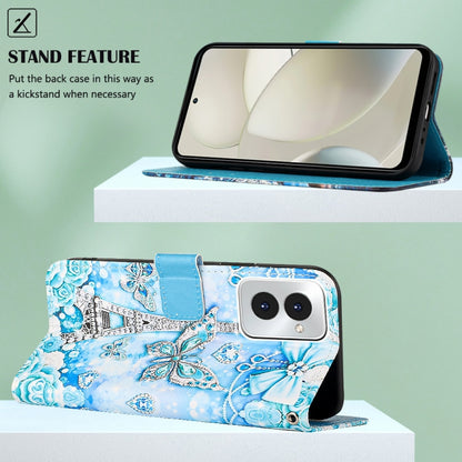 For Motorola Moto G Power 5G 2024 Colored Drawing Pattern Plain Weave Leather Phone Case(Tower Butterfly) by buy2fix
