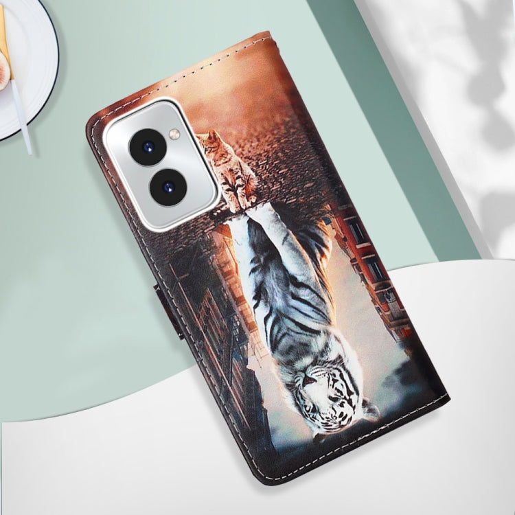 For Motorola Moto G Power 5G 2024 Colored Drawing Pattern Plain Weave Leather Phone Case(Cats And Tigers) by buy2fix