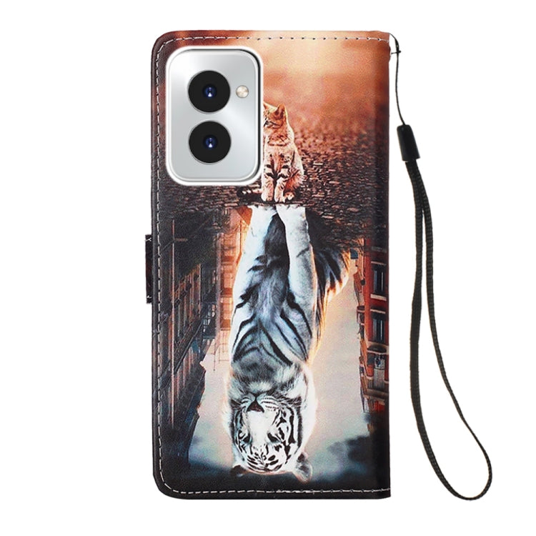 For Motorola Moto G Power 5G 2024 Colored Drawing Pattern Plain Weave Leather Phone Case(Cats And Tigers) by buy2fix