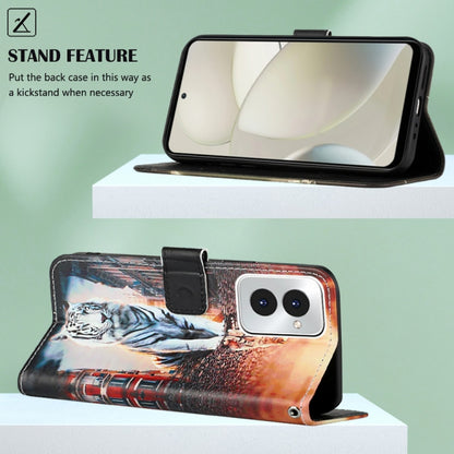 For Motorola Moto G Power 5G 2024 Colored Drawing Pattern Plain Weave Leather Phone Case(Cats And Tigers) by buy2fix