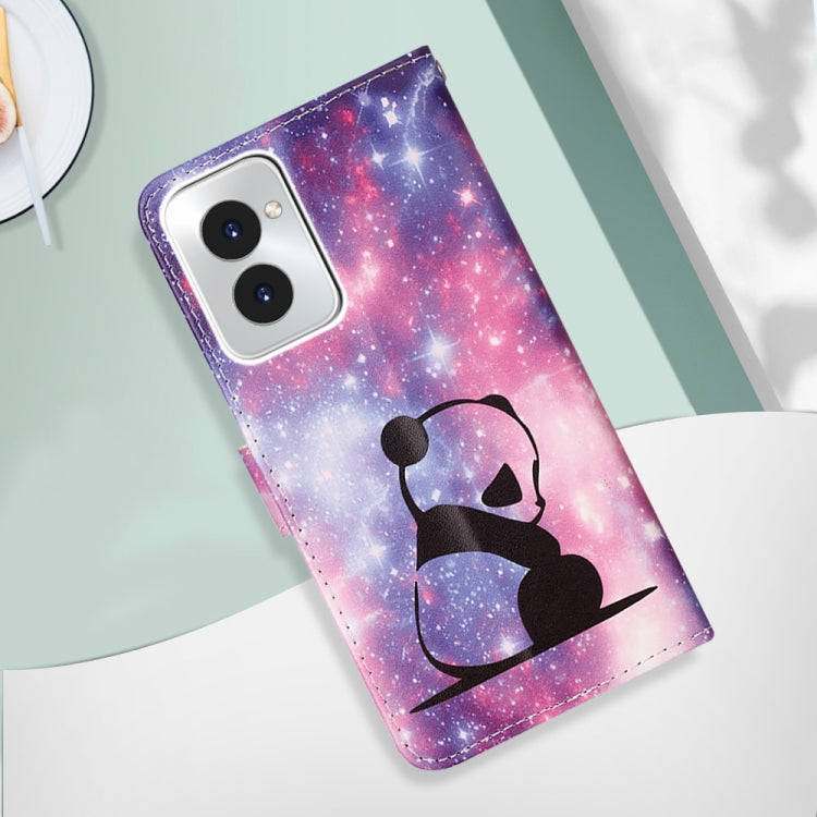 For Motorola Moto G Power 5G 2024 Colored Drawing Pattern Plain Weave Leather Phone Case(Baby Panda) by buy2fix