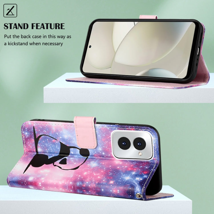 For Motorola Moto G Power 5G 2024 Colored Drawing Pattern Plain Weave Leather Phone Case(Baby Panda) by buy2fix