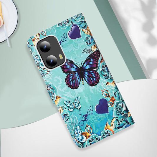 For Motorola Moto G Play 5G 2024 Colored Drawing Pattern Plain Weave Leather Phone Case(Caring Butterfly) by buy2fix