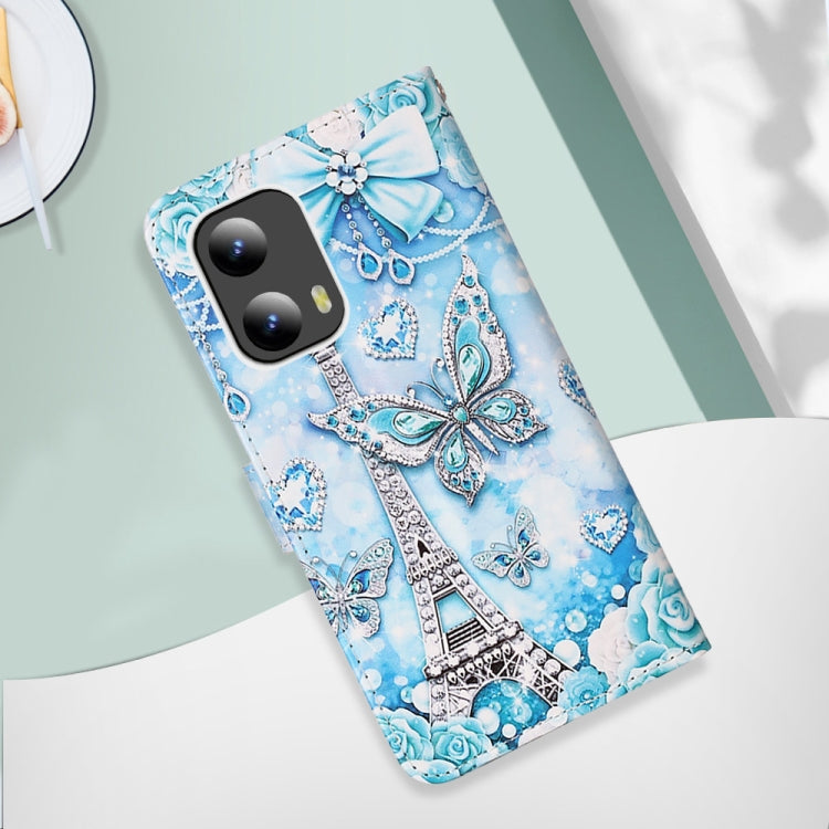 For Motorola Moto G Play 5G 2024 Colored Drawing Pattern Plain Weave Leather Phone Case(Tower Butterfly) by buy2fix