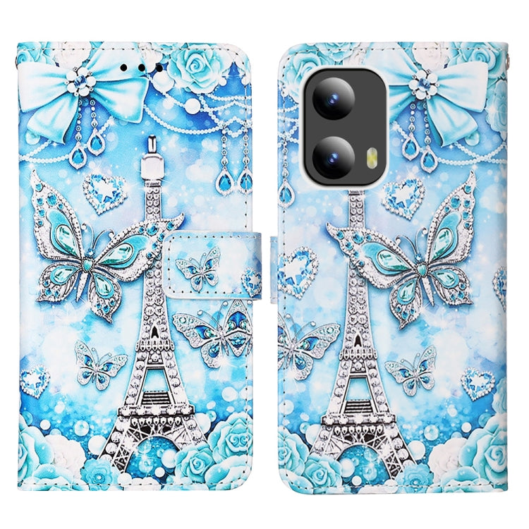 For Motorola Moto G Play 5G 2024 Colored Drawing Pattern Plain Weave Leather Phone Case(Tower Butterfly) by buy2fix