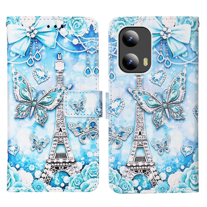 For Motorola Moto G Play 5G 2024 Colored Drawing Pattern Plain Weave Leather Phone Case(Tower Butterfly) by buy2fix