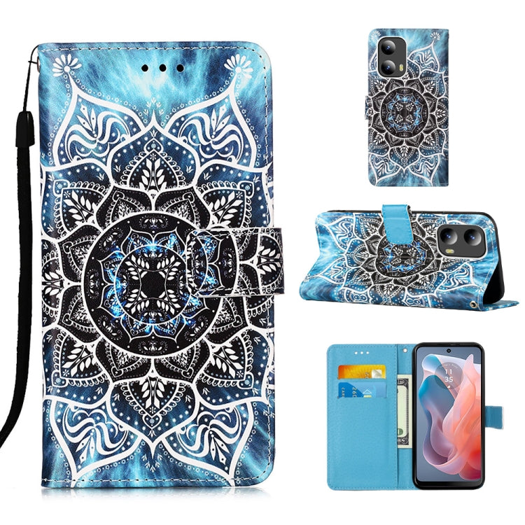 For Motorola Moto G Play 5G 2024 Colored Drawing Pattern Plain Weave Leather Phone Case(Undersea Mandala) by buy2fix
