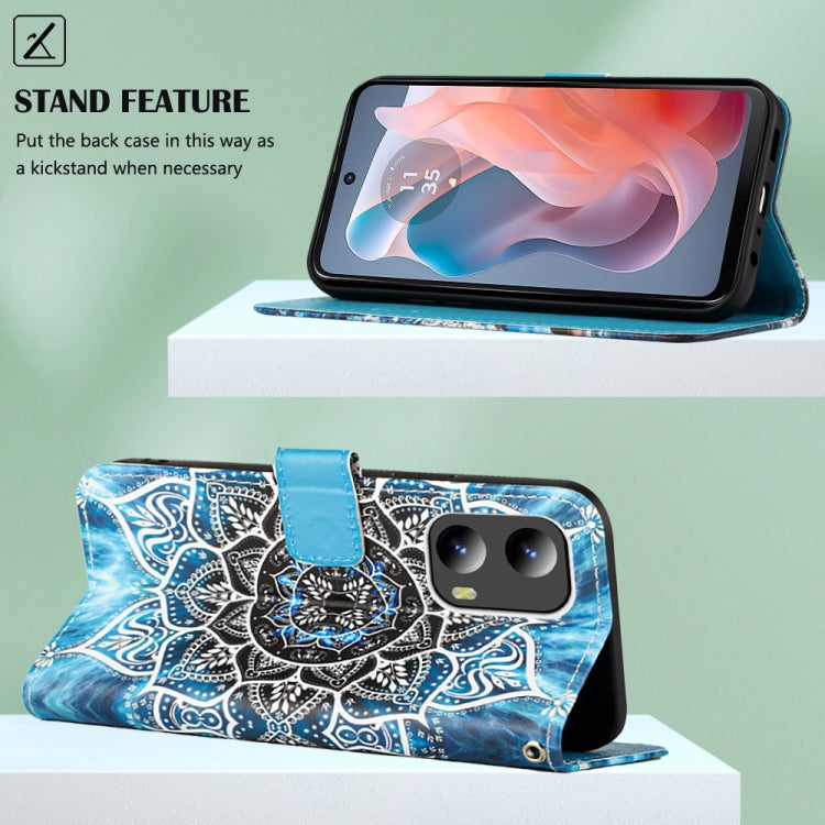 For Motorola Moto G Play 5G 2024 Colored Drawing Pattern Plain Weave Leather Phone Case(Undersea Mandala) by buy2fix