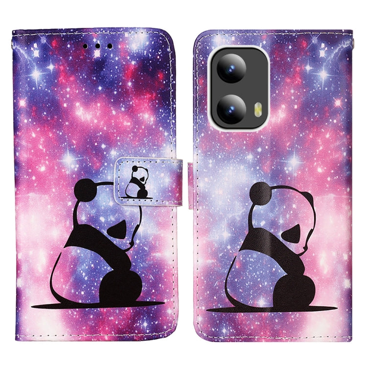 For Motorola Moto G Play 5G 2024 Colored Drawing Pattern Plain Weave Leather Phone Case(Baby Panda) by buy2fix