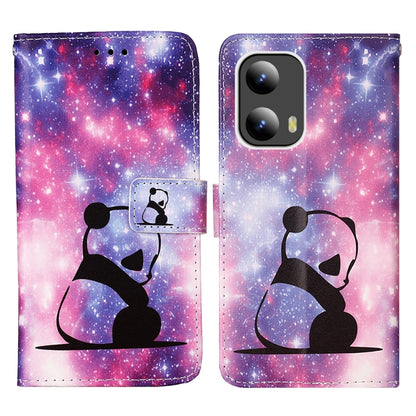 For Motorola Moto G Play 5G 2024 Colored Drawing Pattern Plain Weave Leather Phone Case(Baby Panda) by buy2fix