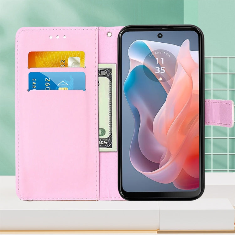 For Motorola Moto G Play 5G 2024 Colored Drawing Pattern Plain Weave Leather Phone Case(Baby Panda) by buy2fix