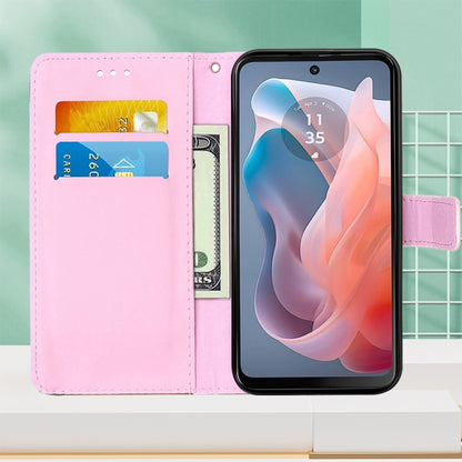 For Motorola Moto G Play 5G 2024 Colored Drawing Pattern Plain Weave Leather Phone Case(Baby Panda) by buy2fix