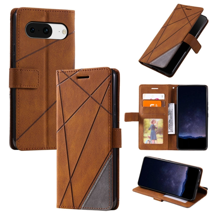 For Google Pixel 9 Skin Feel Splicing Leather Phone Case(Brown) by buy2fix