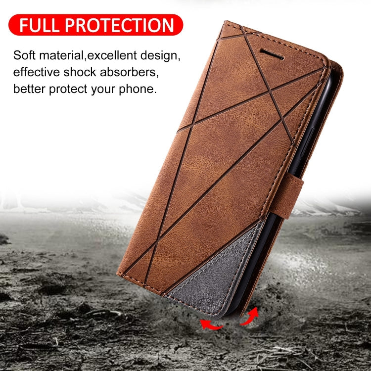 For Google Pixel 9 Skin Feel Splicing Leather Phone Case(Brown) by buy2fix