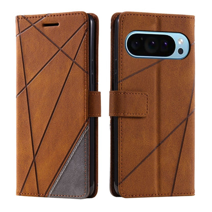 For Google Pixel 9 Pro Skin Feel Splicing Leather Phone Case(Brown) by buy2fix