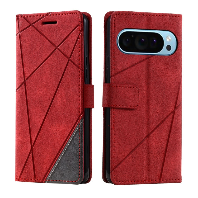 For Google Pixel 9 Pro Skin Feel Splicing Leather Phone Case(Red) by buy2fix