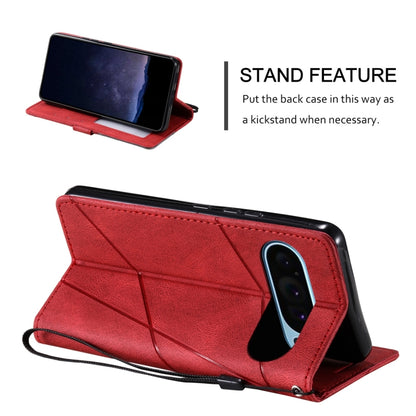 For Google Pixel 9 Pro Skin Feel Splicing Leather Phone Case(Red) by buy2fix