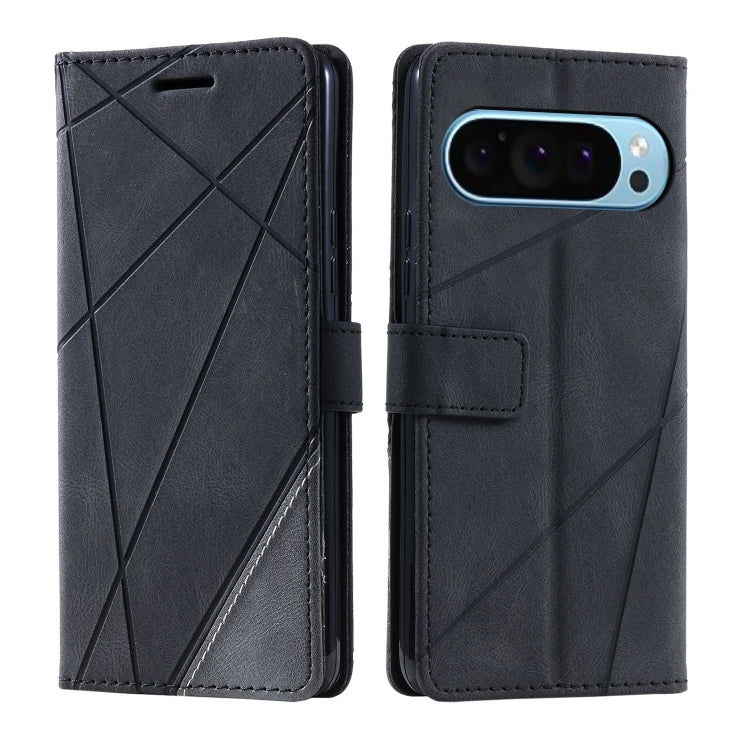 For Google Pixel 9 Pro Skin Feel Splicing Leather Phone Case(Black) by buy2fix