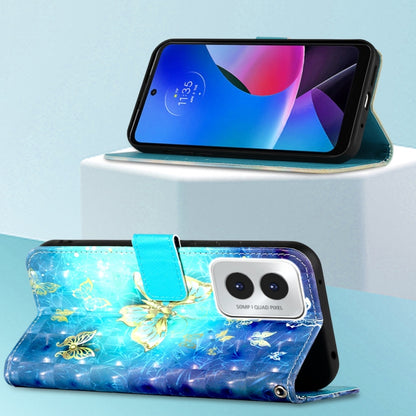 For Motorola Moto G Play 4G 2024 3D Painting Horizontal Flip Leather Phone Case(Golden Butterfly) by buy2fix