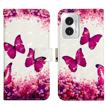 For Motorola Moto G Play 4G 2024 3D Painting Horizontal Flip Leather Phone Case(Rose Butterfly) by buy2fix