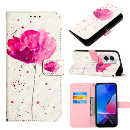 For Motorola Moto G Play 4G 2024 3D Painting Horizontal Flip Leather Phone Case(Flower) by buy2fix
