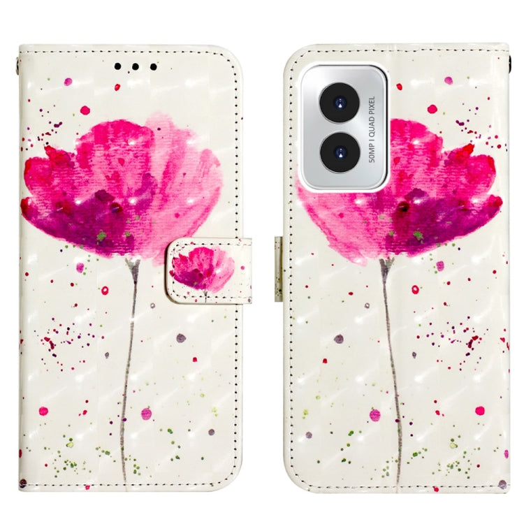 For Motorola Moto G Play 4G 2024 3D Painting Horizontal Flip Leather Phone Case(Flower) by buy2fix