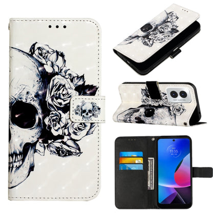 For Motorola Moto G Play 4G 2024 3D Painting Horizontal Flip Leather Phone Case(Skull) by buy2fix