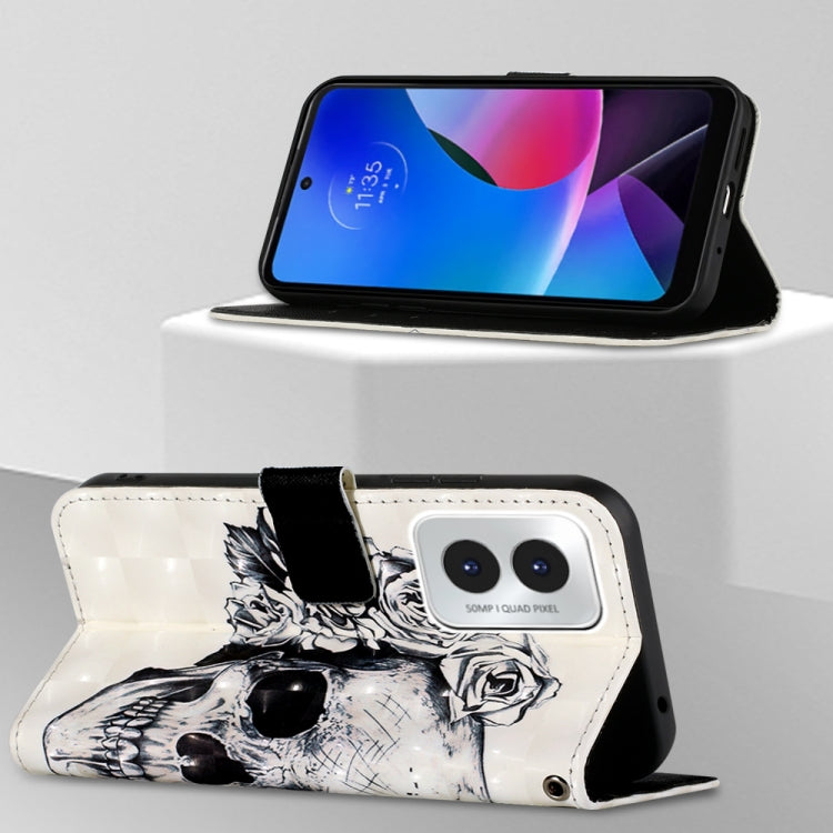 For Motorola Moto G Play 4G 2024 3D Painting Horizontal Flip Leather Phone Case(Skull) by buy2fix