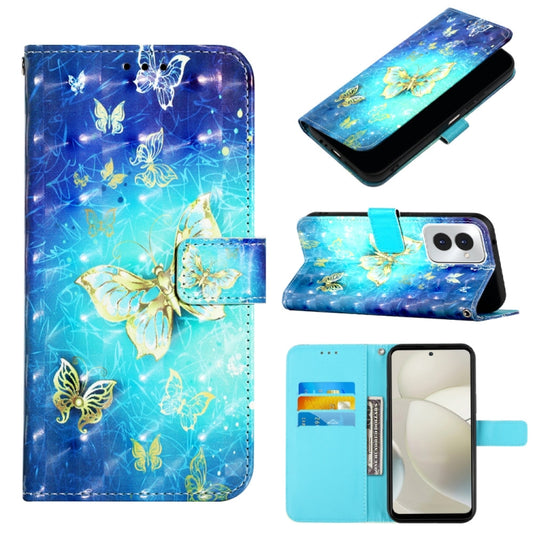 For Motorola Moto G Power 5G 2024 3D Painting Horizontal Flip Leather Phone Case(Golden Butterfly) by buy2fix