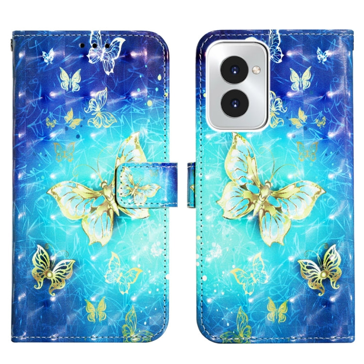 For Motorola Moto G Power 5G 2024 3D Painting Horizontal Flip Leather Phone Case(Golden Butterfly) by buy2fix
