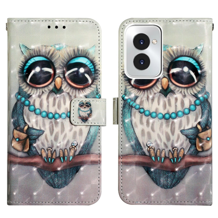 For Motorola Moto G Power 5G 2024 3D Painting Horizontal Flip Leather Phone Case(Grey Owl) by buy2fix