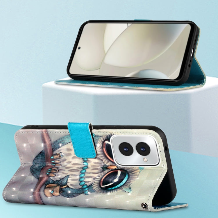 For Motorola Moto G Power 5G 2024 3D Painting Horizontal Flip Leather Phone Case(Grey Owl) by buy2fix