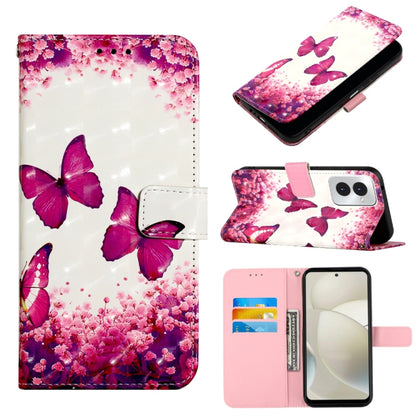 For Motorola Moto G Power 5G 2024 3D Painting Horizontal Flip Leather Phone Case(Rose Butterfly) by buy2fix