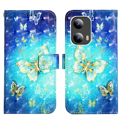 For Motorola Moto G Play 5G 2024 3D Painting Horizontal Flip Leather Phone Case(Golden Butterfly) by buy2fix