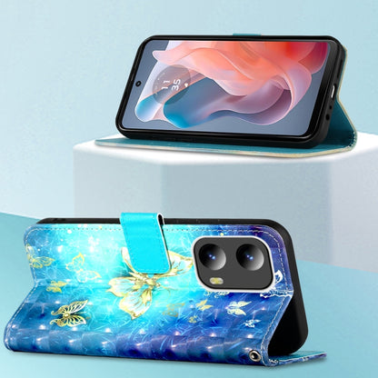For Motorola Moto G Play 5G 2024 3D Painting Horizontal Flip Leather Phone Case(Golden Butterfly) by buy2fix
