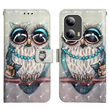 For Motorola Moto G Play 5G 2024 3D Painting Horizontal Flip Leather Phone Case(Grey Owl) by buy2fix
