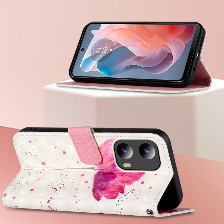 For Motorola Moto G Play 5G 2024 3D Painting Horizontal Flip Leather Phone Case(Flower) by buy2fix