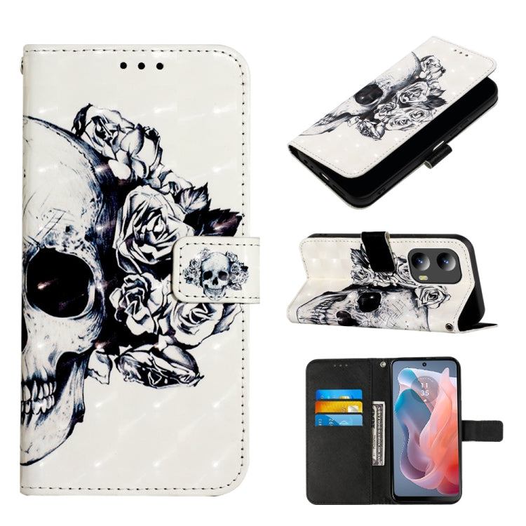 For Motorola Moto G Play 5G 2024 3D Painting Horizontal Flip Leather Phone Case(Skull) by buy2fix