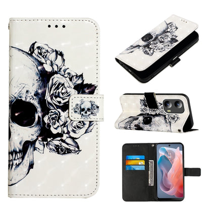 For Motorola Moto G Play 5G 2024 3D Painting Horizontal Flip Leather Phone Case(Skull) by buy2fix