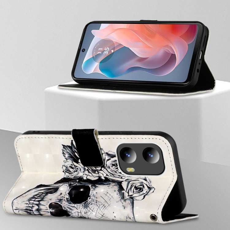 For Motorola Moto G Play 5G 2024 3D Painting Horizontal Flip Leather Phone Case(Skull) by buy2fix