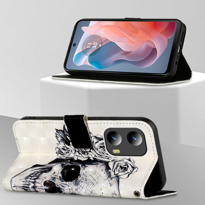 For Motorola Moto G Play 5G 2024 3D Painting Horizontal Flip Leather Phone Case(Skull) by buy2fix