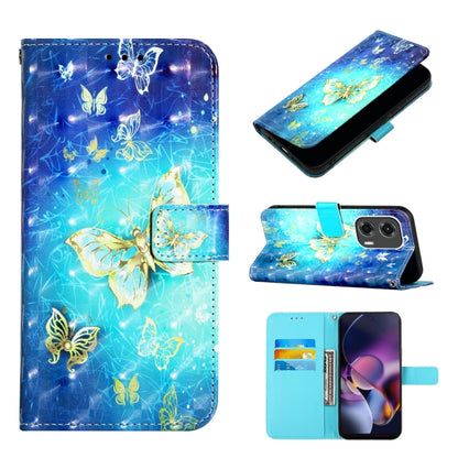 For Motorola Moto G Stylus 5G 2024 3D Painting Horizontal Flip Leather Phone Case(Golden Butterfly) by buy2fix