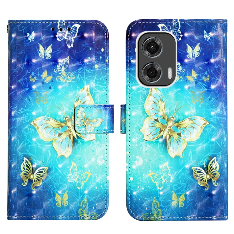 For Motorola Moto G Stylus 5G 2024 3D Painting Horizontal Flip Leather Phone Case(Golden Butterfly) by buy2fix