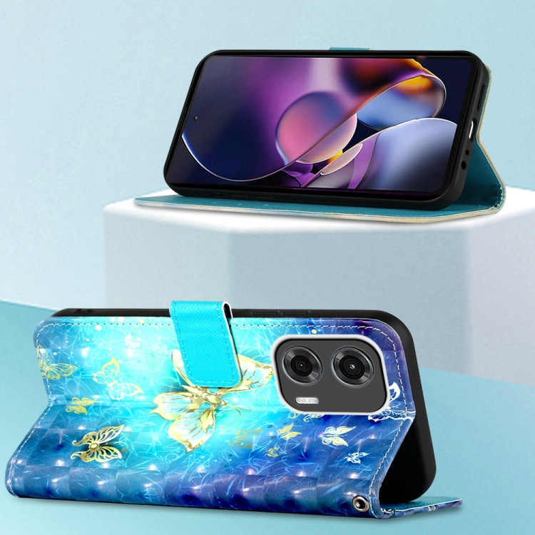 For Motorola Moto G Stylus 5G 2024 3D Painting Horizontal Flip Leather Phone Case(Golden Butterfly) by buy2fix