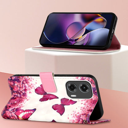 For Motorola Moto G Stylus 5G 2024 3D Painting Horizontal Flip Leather Phone Case(Rose Butterfly) by buy2fix