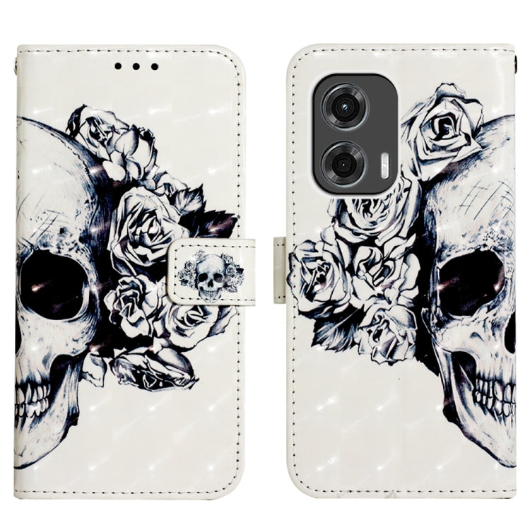 For Motorola Moto G Stylus 5G 2024 3D Painting Horizontal Flip Leather Phone Case(Skull) by buy2fix