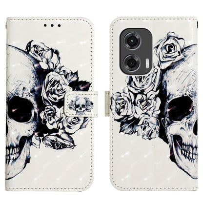 For Motorola Moto G Stylus 5G 2024 3D Painting Horizontal Flip Leather Phone Case(Skull) by buy2fix
