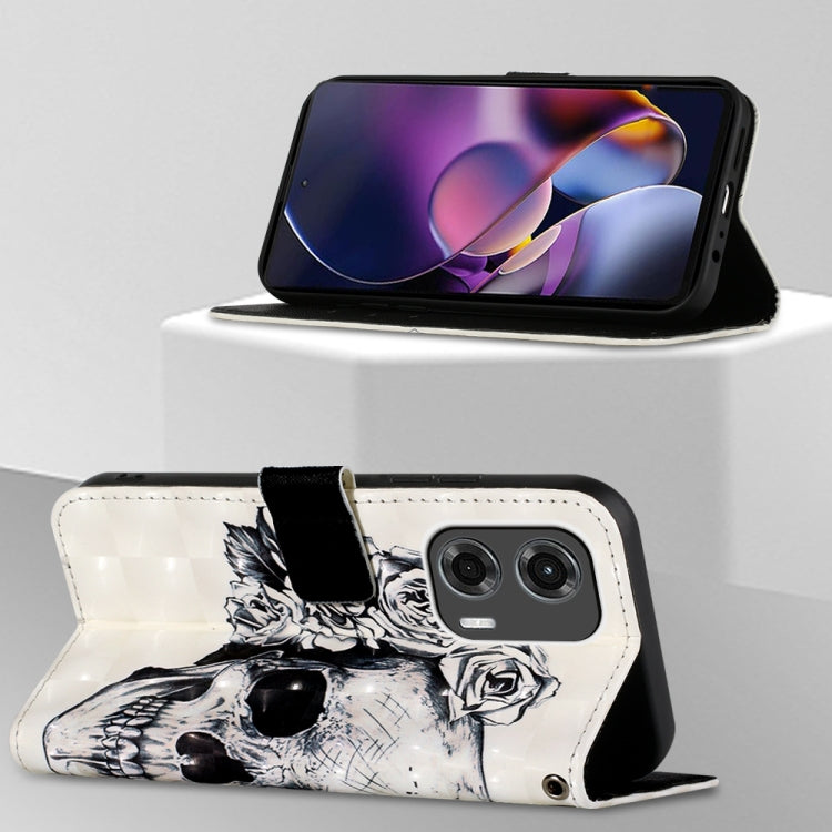 For Motorola Moto G Stylus 5G 2024 3D Painting Horizontal Flip Leather Phone Case(Skull) by buy2fix